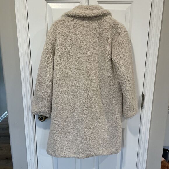 Apparis Anoushka Faux Fur Double-Breasted Long Teddy Coat XS Small Beige Cream - Picture 6 of 9